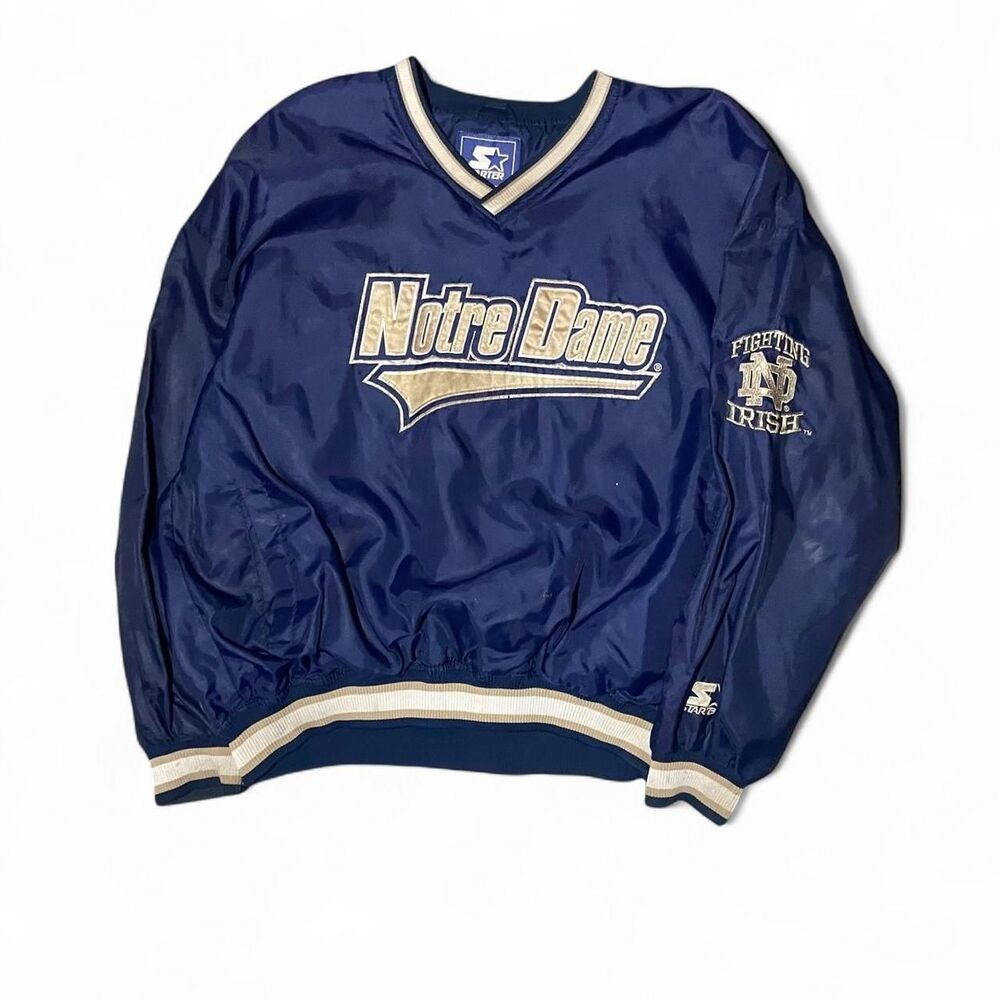 Y2K Notre Dame Starter Pullover Jacket | Vintage NCAA Football Windbreaker XXL